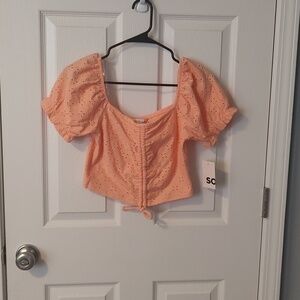 NWT SO Cinch Front Puff Sleeve Tee